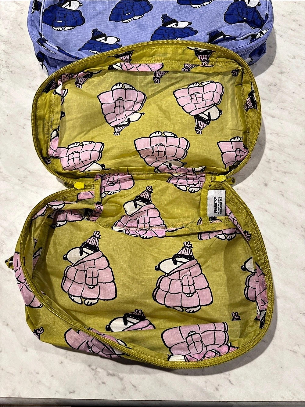 Baggu x Peanuts Puffer Snoopy Packing Cube Set Blue & Green - Picture 3 of 6